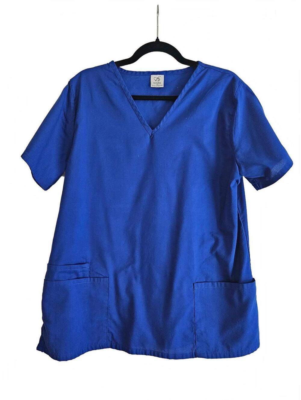B Scrubs Royal Blue V-Neck Scrub Top Size 1X-Classic Healthcare Staple Workwear
